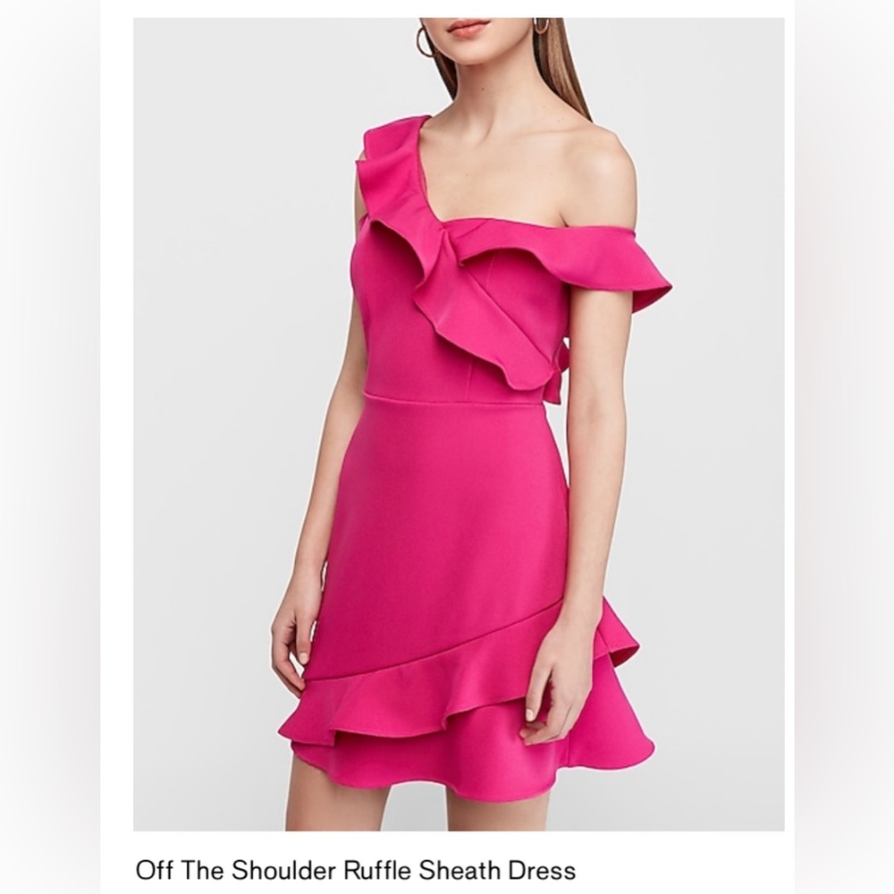 Express Off The Shoulder Ruffle Sheath Dress